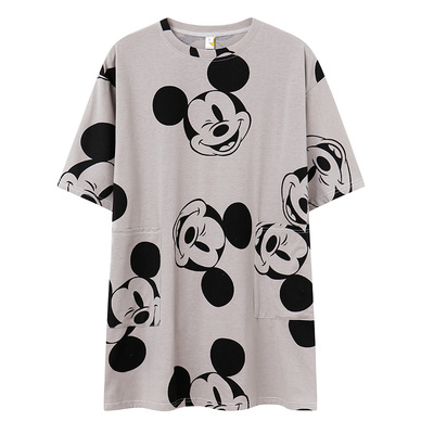 100%纯棉睡裙女春夏款带胸垫一体