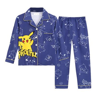 儿童睡衣棉麻男女童卡通春秋季