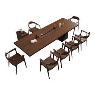 新中式实木茶桌茶台2025新款高端家用客厅办公室接待大板泡茶桌椅