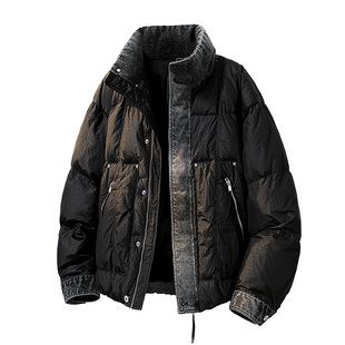 冬季新款男士宽松休闲90白鸭绒新国标羽绒服立领保暖加厚男款外套