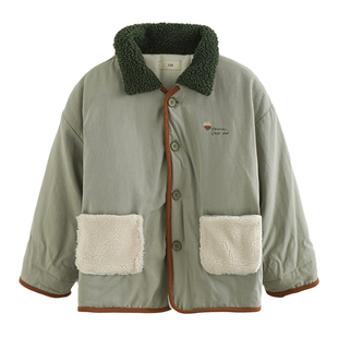 砚台家童装儿童棉袄男童棉服冬季加厚幼童摇粒绒外套洋气2025新款