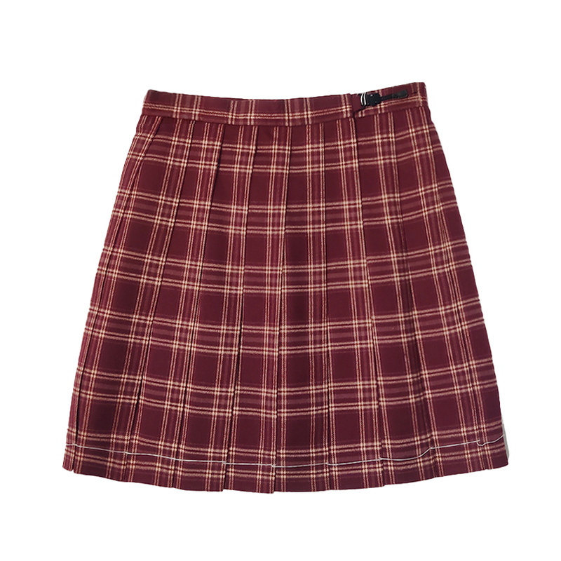 成品布正统格子裙豆沙红jk制服