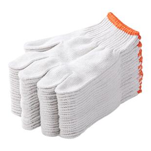 手套劳保耐磨工作薄款白棉纱棉线尼龙防滑劳工劳动男工地干活修车