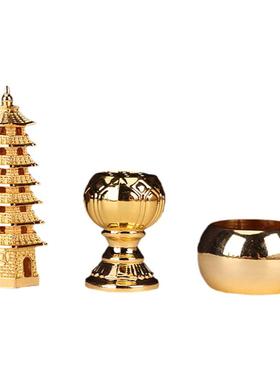 三宝佛祖释迦摩尼莲花金塔摆件