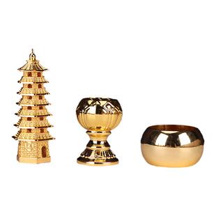 如来佛祖三宝佛像释迦摩尼钵盂 阿弥陀佛莲花 药师佛金塔法器摆件