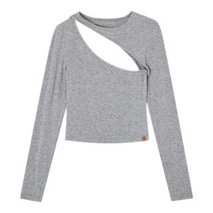 ACMEAURA上衣女2025新款独特漂亮早秋上衣女灰色可拆卸露肩长袖女