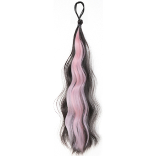 假发辫子彩色麻花辫挑染发束多巴胺侧马尾编发增发量粉嫩仿真发绳