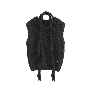 【商场同款】X--MOOM秋冬季新款小个子镂空无袖背心针织套头衫女