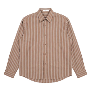 Hualun超好看蓝色条纹衬衫男生韩版百搭痞帅上衣男装长袖休闲衬衣