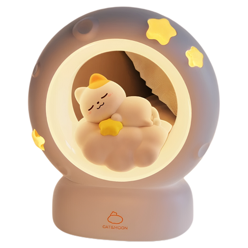可爱小猫夜灯卧室台灯睡眠拍拍灯
