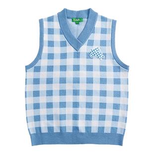 Melting Sadness【秋冬新品】2024秋冬格子刺绣章背心情侣款