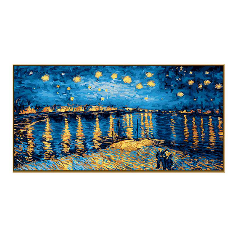 手绘客厅装饰画罗纳河上的星夜