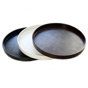 制作网红月亮灯DIY托盘密胺加厚圆形盘KTV盘 茶水托盘木纹托盘