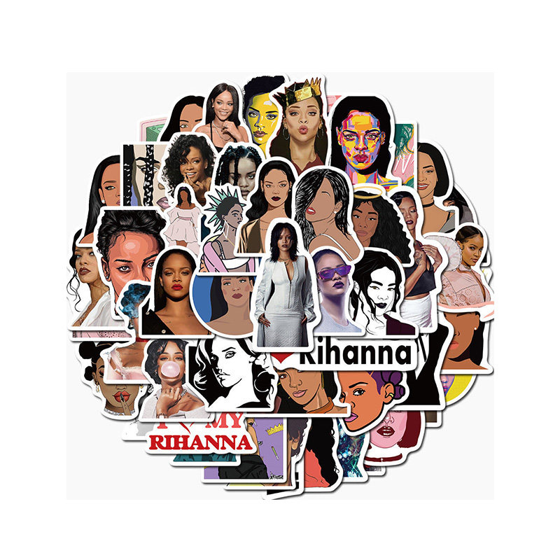 50张蕾哈娜Rihanna欧美明星贴画电脑行李箱笔记本手机防水贴纸