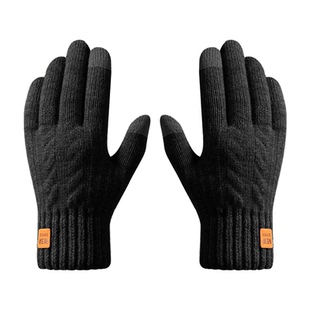 可触屏棉手套男士冬季保暖加绒加厚毛线针织骑行男女同款防寒