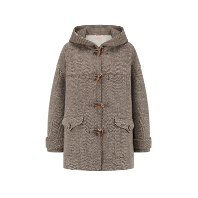 ORA GENESIS2025年冬季新品牛角扣装饰人字呢大衣