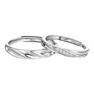 999足银共度爱河戒指女情侣款纯银对戒男七夕情人节送男女友礼物