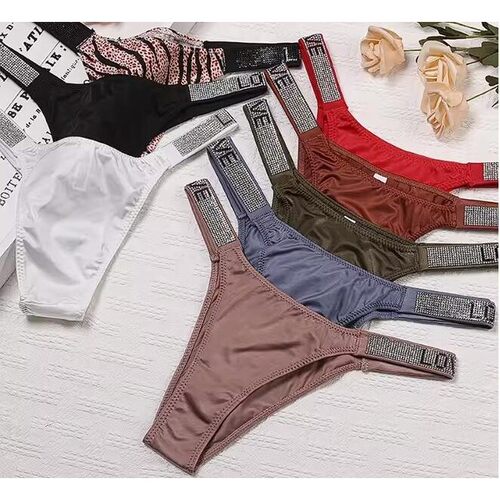 E 89471 Rhinestone Letter T-back Panties 字母T裤 跨境欧