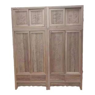 新中式实木顶箱柜北方老榆木家用卧室衣橱四门雕花大衣柜家具白茬