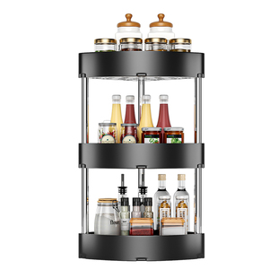 厨房台面转角置物架家用免打孔半圆墙角三角架调料瓶罐收纳储物架