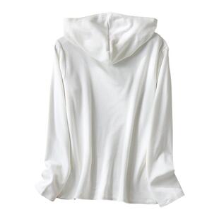 蓄热双面德绒半拉链连帽卫衣女外套加绒2024秋冬显瘦白色加绒上衣