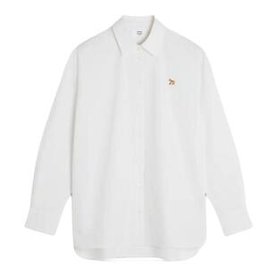 MAISON KITSUNE 26春夏新款女士通勤廓形纯棉长袖衬衫 银泰百货
