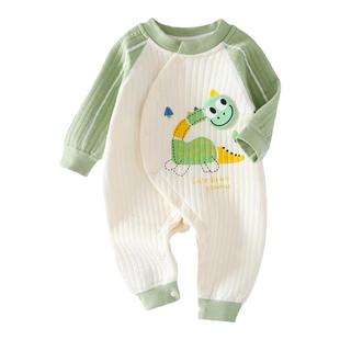 婧麒新生婴儿衣服秋冬装连体衣新款宝宝春秋季夹棉保暖长袖外出服