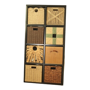 「自然肌理」手工编织收纳筐适配卡莱克格子柜藤编抽屉式收纳盒