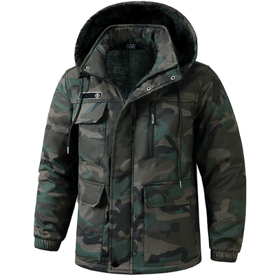 纯棉防烫加绒加裆迷彩服套装男