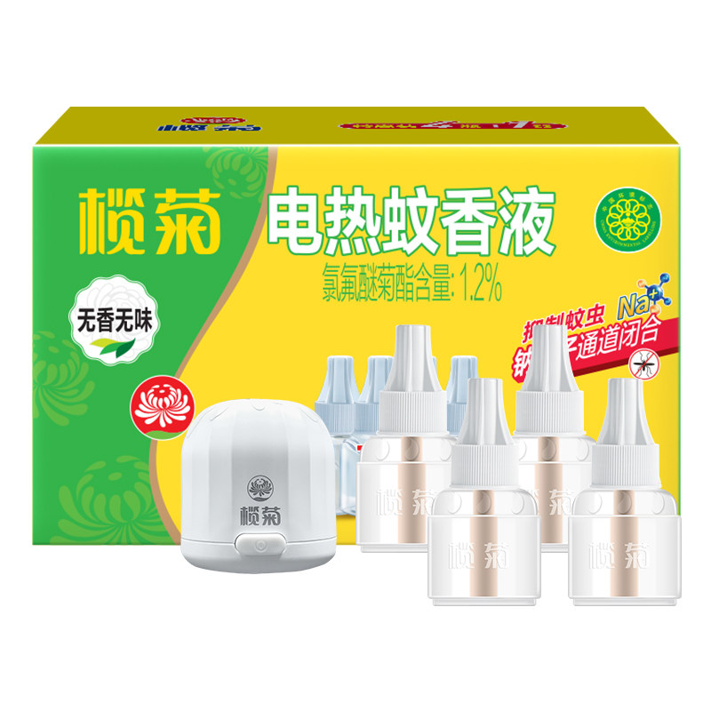 榄菊电热蚊香液无香4瓶1器蚊液
