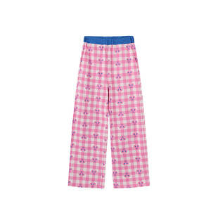 wigglewiggle26年春季韩版印花针织宽松潮流休闲长裤家居服女装