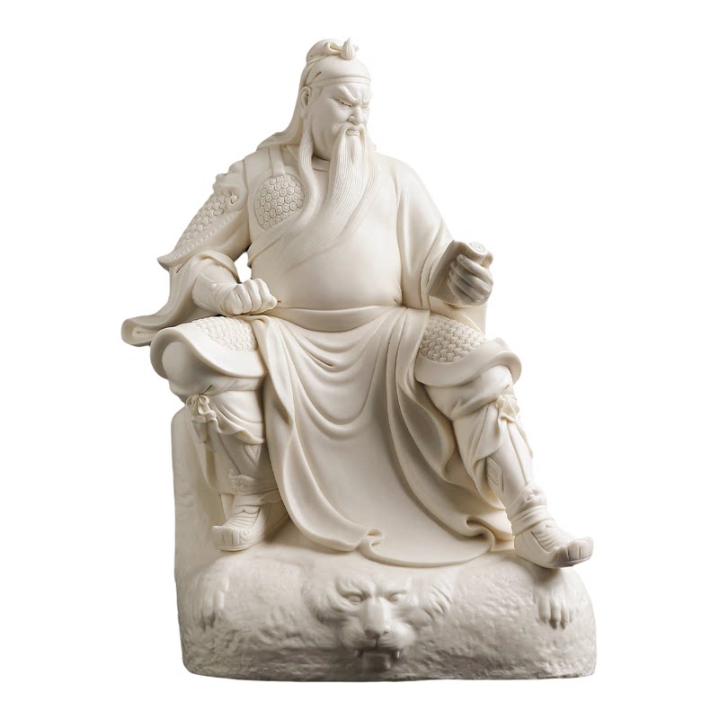 戴玉堂陶瓷郑建冰《文关公》关羽财神像家用供奉摆件客厅桌面装饰