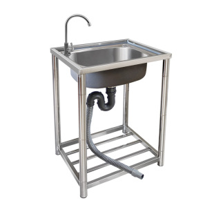 不锈钢洗手盆简易厨房单盆水槽带支架子家用可移动洗菜盆洗碗水池