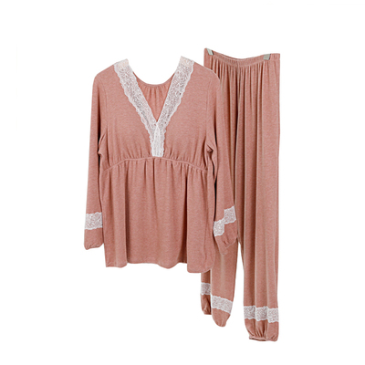 尚尼秀女家居服棉蕾丝边灯笼袖