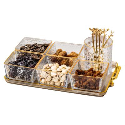 水果盘玻璃客厅家用高档果盘分格干果零食盘高颜值轻奢会所茶果盘