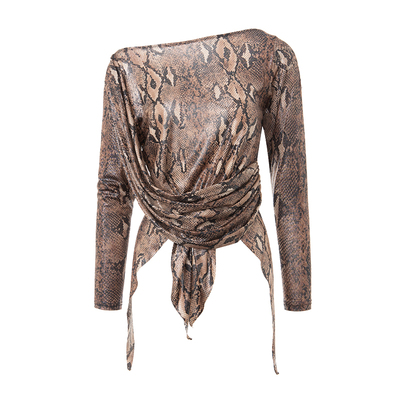 纯欲风不规则开叉蟒纹拉丁舞上装