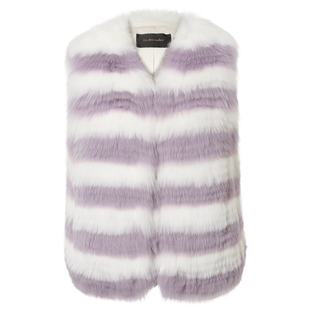 La Koradior拉珂蒂修身通勤优雅时尚撞色皮草马甲裘皮气质短外套