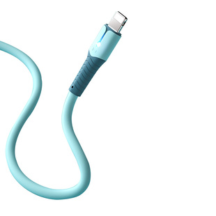 汉言适用苹果iPhone13Pro数据线液态软硅胶带灯手机充电线12器7p加长11快充2米ipad七8Plus冲六xsmax6s闪充线