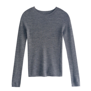 徐大脸吖定制 扬子纱无缝一体秋季100绵羊毛显瘦打底针织衫女上衣