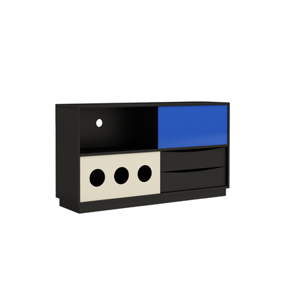 俪住定制中古风拼色边柜餐边柜靠墙一体储物柜客厅收纳柜电视边柜