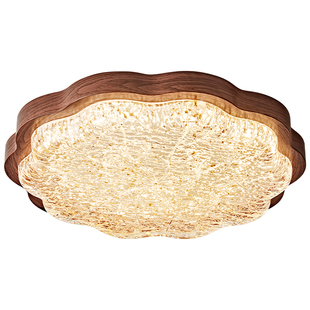 箭牌胡桃木色吸顶灯2026年新款中古风卧室灯护眼轻奢房间中山灯具