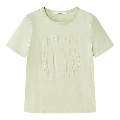 【棉】Laurel劳芮新款天使草绿提花logoT恤女LWL362Z00700