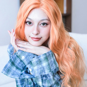 sassydandy粉色假发前蕾丝假发女透气自然高温丝全头套粉橙长卷发