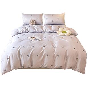 ins蝴蝶结四件套冰丝床上用品夏季水洗真丝被套床单人宿舍三件套4