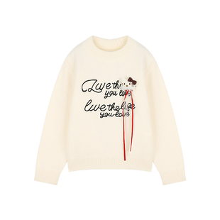 Amybaby女童上衣冬季2025新款氛围感新年KT猫字母艺术长袖毛衣