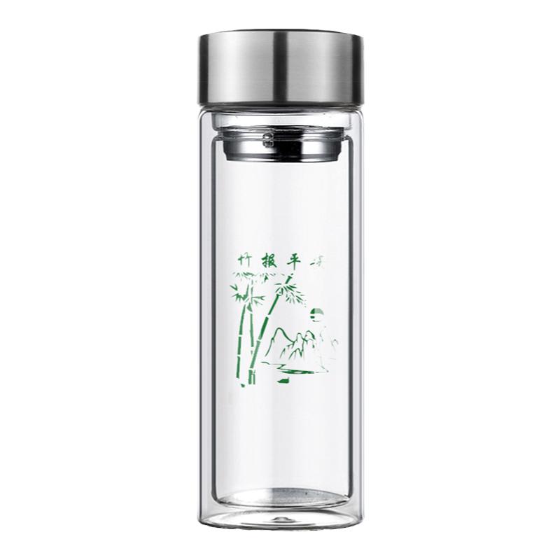 双层玻璃杯男女士便携密封水杯子