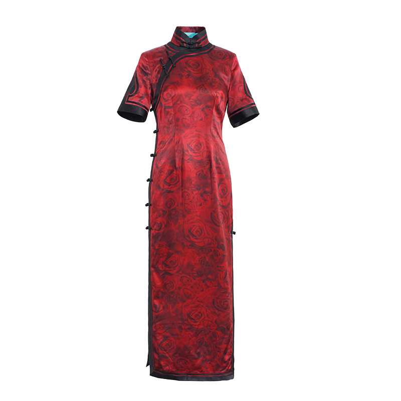 玫瑰年轮三重门香云纱旗袍妈妈新中式婚宴旗袍桑蚕丝国风中式品牌