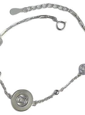 S925纯银小众设计贝壳铜钱手链个性时尚儿童可带百搭手串女甜美风