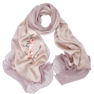 成都蜀绣手工刺绣拼纱围巾桑蚕丝披肩四川特色礼品中国风送老外