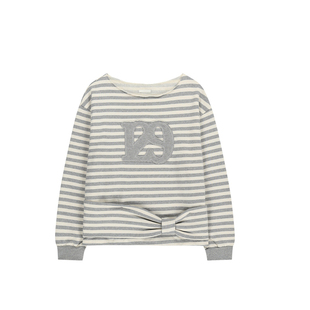 博主推荐 ILLIGO 26春新品露肩条纹卫衣蝴蝶结斜肩上衣韩国代购